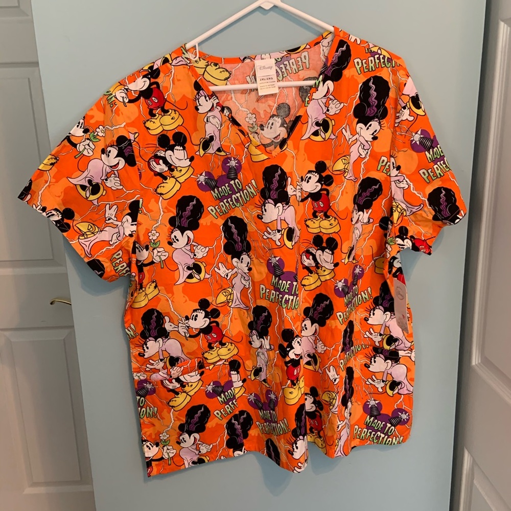 Disney Minnie Mouse Bride Frankenstein scrub top